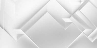 Beyaz 3d geometrik arka plan. Karanlık elementleri olan birinci sınıf soyut duvar kâğıdı. Poster, broşür, sunum ve web sitesi için özel tasarım. Moda lüks minimalist tasarım. Geometrik şablon. 