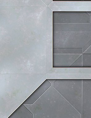 Katmanlı paneller. Fütürist soyut duvar kağıdı. Geometrik teknolojik yansıtıcı arka plan 3D metalik doku. Uzay gemisi desen yüzeyi.