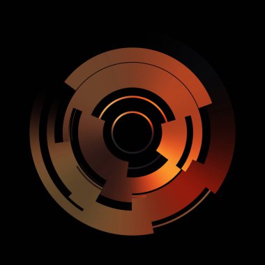 Gelecekçi hud arayüzü elementi. Soyut geometrik arkaplan. Dijital teknolojinin grafiksel çizimi siyah arkaplanda izole edildi..