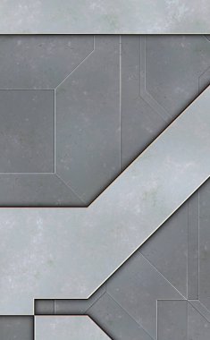 Katmanlı paneller. Fütürist soyut duvar kağıdı. Geometrik teknolojik yansıtıcı arka plan 3D metalik doku. Uzay gemisi desen yüzeyi.