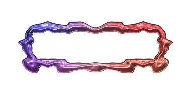 Üç boyutlu metalik illüstrasyon. Beyaz arka planda izole edilmiş fantezi çerçevesi. Davetiyeler, posterler, menü, hatıra defteri ve sunum için mükemmel. Metnin için şablon.