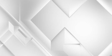 Beyaz 3d geometrik arka plan. Karanlık elementleri olan birinci sınıf soyut duvar kâğıdı. Poster, broşür, sunum ve web sitesi için özel tasarım. Moda lüks minimalist tasarım. Geometrik şablon. 