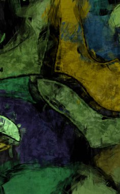 Tuval üzerinde etkileyici fırçalanmış resim. Kaotik resim. Taranmış Boyalı Soyut Arkaplan. Fırça darbesi ile boyanmış. Kaos duvarı sanatı. Sanatsal canlılık ve renkli duvar kağıdı.