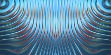 Renkli dalgalı yansıtıcı duvar kağıdının üç boyutlu çizimi. Duvar kağıdı, afiş, arkaplan, kart, kitap kapağı veya web sitesi için grafiksel illüstrasyon. Soyut parlak arkaplan.