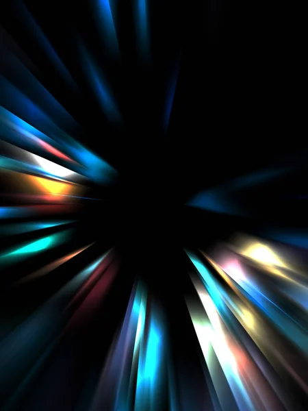 Dynamic Rays Light Isolated Black Background Graphic Illustration Glowing Colorful — Stock Photo, Image