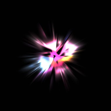 Işık huzmeleri ve parlayan parçacıkların kesiştiği güzel bir zemin. Canlı renkli ışıkların duvar kâğıdı. Parlak ışık görüntüsü.