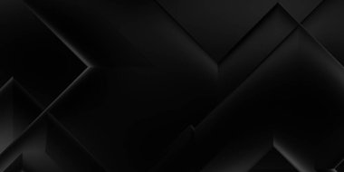 Siyah üç boyutlu geometrik arkaplan. Moda lüks minimalist tasarım. Geometrik şablon. Karanlık elementleri olan birinci sınıf soyut duvar kâğıdı. Poster, broşür, sunum, web sitesi için özel tasarım.