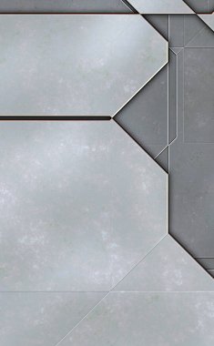 Katmanlı paneller. Fütürist soyut duvar kağıdı. Geometrik teknolojik yansıtıcı arka plan 3D metalik doku. Uzay gemisi desen yüzeyi.