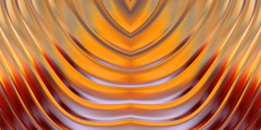 Renkli dalgalı yansıtıcı duvar kağıdının üç boyutlu çizimi. Duvar kağıdı, afiş, arkaplan, kart, kitap kapağı veya web sitesi için grafiksel illüstrasyon. Soyut parlak arkaplan.