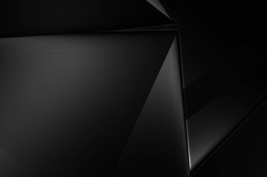 Lüks minimalist tasarım. Fütürist şablon. Karanlık elementleri olan birinci sınıf soyut duvar kâğıdı. Zarif bir zemin. Siyah üç boyutlu geometrik arkaplan. Poster, broşür, sunum için tasarım.