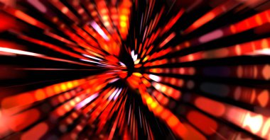 Siyah arkaplanda dönen ışık gösterisi. Lüks çizgiler. Parlak kıvrımlı duvar kağıdı. Uzay tüneli. Dönen ışık çemberi ya da maytap izi. Parlak konsept çizimi.