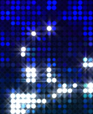 Parlak desenli duvar kağıdı. Sahne ışıkları olan renkli ışıkların ihtişamlı arkaplanı. Parlayan ışıklar siyah arka planda parti izleri. Sahne veya stadyum ışıklarının dijital illüstrasyonu. 