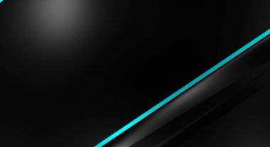 Metin için kopyalama alanı olan soyut siyah paneller. Üç boyutlu illüstrasyon. Renkli ışık özellikli koyu renk tasarım şablonu. Zarif geometrik parlak çizgili arka plan. Minimalist geometrik kapak grafiği.