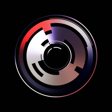 Gelecekçi hud arayüzü elementi. Soyut geometrik arkaplan. Dijital teknolojinin grafiksel çizimi siyah arkaplanda izole edildi..