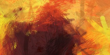 Soyut arkaplanda pürüzlü fırça darbeleri. Fırça boyası. Renkli boya darbeleri. Eşsiz duvar sanatı. Tuvaldeki modern sanat. Renkli çağdaş sanat eserleri.