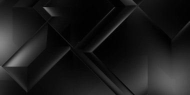 Siyah üç boyutlu geometrik arkaplan. Moda lüks minimalist tasarım. Geometrik şablon. Karanlık elementleri olan birinci sınıf soyut duvar kâğıdı. Poster, broşür, sunum, web sitesi için özel tasarım.
