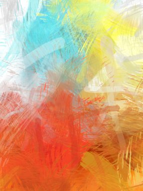 Soyut arkaplanda pürüzlü fırça darbeleri. Fırça boyası. Renkli boya darbeleri. Eşsiz duvar sanatı. Tuvaldeki modern sanat. Renkli çağdaş sanat eserleri.