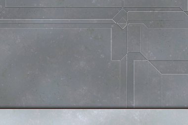 Katmanlı paneller. Fütürist soyut duvar kağıdı. Geometrik teknolojik yansıtıcı arka plan 3D metalik doku. Uzay gemisi desen yüzeyi.