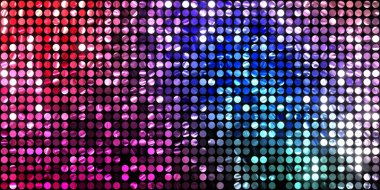 Parlayan ışıklar siyah arka planda parti izleri. Sahne veya stadyum ışıklarının dijital illüstrasyonu. Parlak desenli duvar kağıdı. Sahne ışıkları ile renkli ışıkların ihtişamlı arkaplanı.