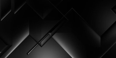 Siyah üç boyutlu geometrik arkaplan. Moda lüks minimalist tasarım. Geometrik şablon. Karanlık elementleri olan birinci sınıf soyut duvar kâğıdı. Poster, broşür, sunum, web sitesi için özel tasarım.