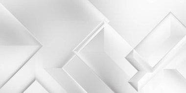 Beyaz 3d geometrik arka plan. Karanlık elementleri olan birinci sınıf soyut duvar kâğıdı. Poster, broşür, sunum ve web sitesi için özel tasarım. Moda lüks minimalist tasarım. Geometrik şablon. 