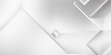 Beyaz 3d geometrik arka plan. Karanlık elementleri olan birinci sınıf soyut duvar kâğıdı. Poster, broşür, sunum ve web sitesi için özel tasarım. Moda lüks minimalist tasarım. Geometrik şablon. 