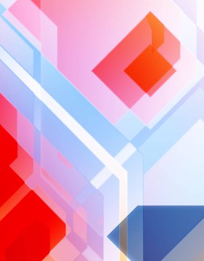 Geometrik arkaplan minimalist tasarımı. Bir teknoloji planının dijital illüstrasyonu. Fütürist şablon arkaplanı. Renkli ve canlı geometrik şekiller katmanları var. Soyut yaratıcı konsept duvar kağıdı.