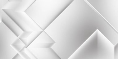Beyaz 3d geometrik arka plan. Karanlık elementleri olan birinci sınıf soyut duvar kâğıdı. Poster, broşür, sunum ve web sitesi için özel tasarım. Moda lüks minimalist tasarım. Geometrik şablon. 