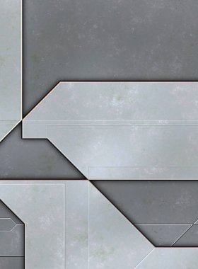 Katmanlı paneller. Fütürist soyut duvar kağıdı. Geometrik teknolojik yansıtıcı arka plan 3D metalik doku. Uzay gemisi desen yüzeyi.
