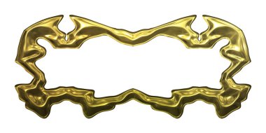 Üç boyutlu metalik illüstrasyon. Beyaz arka planda izole edilmiş fantezi çerçevesi. Davetiyeler, posterler, menü, hatıra defteri ve sunum için mükemmel. Metnin için şablon.