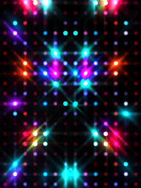 Leuchtende Lichter Party Leds Auf Schwarzem Hintergrund Digitale Illustration Von — Stockfoto