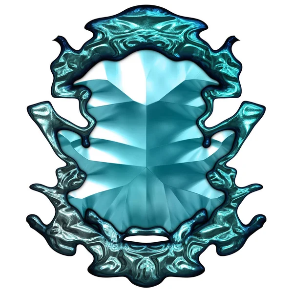 Beyaz arka planda izole bir mücevher. Mücevherli bir fantezi mücevherin 3 boyutlu görüntüsü. Masal elementi. Lüks grafik duvar kağıdı.