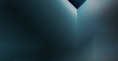 Geometrik dinamik şekiller. Gölgeli teknoloji dijital şablonu ve gradyan arka planda ışıklar. Modern basit geometrik renk gradyanı soyut arkaplan. 3B illüstrasyon. 