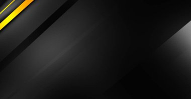 Metin için kopyalama alanı olan soyut siyah paneller. Üç boyutlu illüstrasyon. Renkli ışık özellikli koyu renk tasarım şablonu. Zarif geometrik parlak çizgili arka plan. Minimalist geometrik kapak grafiği.