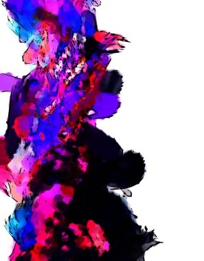 Mürekkep ve fosforlu kalemler yaratıcı çizimler. Beyaz arka planda boyama. El çizimi soyut renk dokuları. Poster, kart, davetiye, pankart, broşür, broşür için tasarım. Boyalı fırça darbeleri