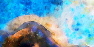 Kova desenli illüstrasyon. Çağdaş ve modern doku. Soyut renk boyama arka planı. Yaratıcı ve sanatsal duvar kağıdı. Fırçalanmış şekilleri ve lekeleri olan sanatsal duvar..