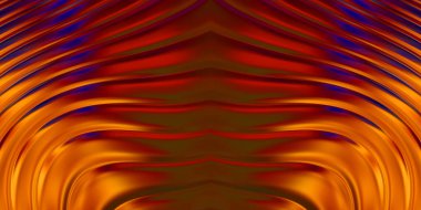 Renkli dalgalı yansıtıcı duvar kağıdının üç boyutlu çizimi. Duvar kağıdı, afiş, arkaplan, kart, kitap kapağı veya web sitesi için grafiksel illüstrasyon. Soyut parlak arkaplan.