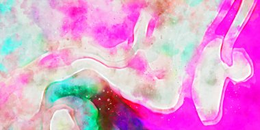 Kova desenli illüstrasyon. Çağdaş ve modern doku. Soyut renk boyama arka planı. Yaratıcı ve sanatsal duvar kağıdı. Fırçalanmış şekilleri ve lekeleri olan sanatsal duvar..