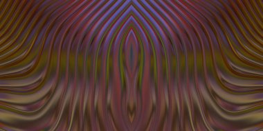 Renkli dalgalı yansıtıcı duvar kağıdının üç boyutlu çizimi. Duvar kağıdı, afiş, arkaplan, kart, kitap kapağı veya web sitesi için grafiksel illüstrasyon. Soyut parlak arkaplan.