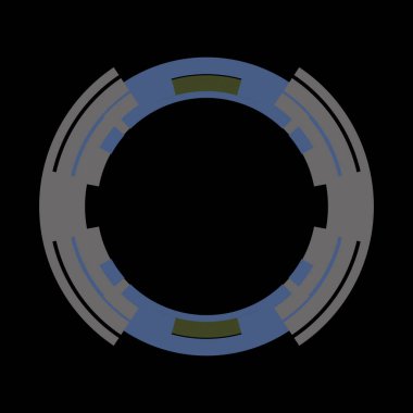 Fütürist dairesel gövde arayüzü elementi. Soyut çember geometrik arkaplan. Dijital teknolojinin grafiksel çizimi.