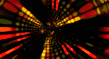 Siyah arkaplanda dönen ışık gösterisi. Lüks çizgiler. Parlak kıvrımlı duvar kağıdı. Uzay tüneli. Dönen ışık çemberi ya da maytap izi. Parlak konsept çizimi.