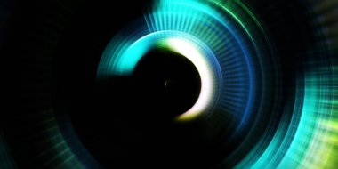 Parlayan neon ışıkları. Parlak sunum tasarım şablonu. Fotoğraf makinesi konsepti. Soyut arkaplan. Dönen ışık ışınları. Hareketli kavramsal duvar kağıdı. Grafik dijital illüstrasyon. 