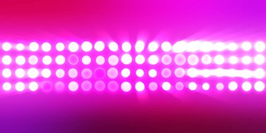 Parlak desenli duvar kağıdı. Sahne ışıkları olan renkli ışıkların ihtişamlı arkaplanı. Parlayan ışıklar siyah arka planda parti izleri. Sahne veya stadyum ışıklarının dijital illüstrasyonu. 