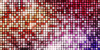 Parlayan ışıklar siyah arka planda parti izleri. Sahne veya stadyum ışıklarının dijital illüstrasyonu. Parlak desenli duvar kağıdı. Sahne ışıkları ile renkli ışıkların ihtişamlı arkaplanı.