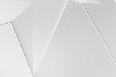 Beyaz 3d geometrik arka plan. Fütürist şablon. Karanlık elementleri olan birinci sınıf soyut duvar kâğıdı. Zarif bir zemin. Lüks minimalist tasarım. Poster, broşür, sunum için tasarım.