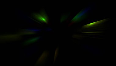 Parlayan ışıkları hareket ettirmenin havalı arka planı. Tasarımınız için canlı renkli bir portal şablonu. Işık ışınları ve hareket halindeki ışıldayan parçacıklar bir solucan deliği şekli oluşturuyor..