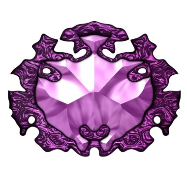 Beyaz arka planda izole bir mücevher. Mücevherli bir fantezi mücevherin 3 boyutlu görüntüsü. Masal elementi. Lüks grafik duvar kağıdı.