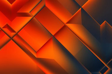 3 boyutlu illüstrasyon. Moda, basit geometrik renk gradyan arkaplan. Geometrik dinamik şekiller. Gölgeli teknoloji dijital şablonu ve gradyan arkaplanda ışıklar.  