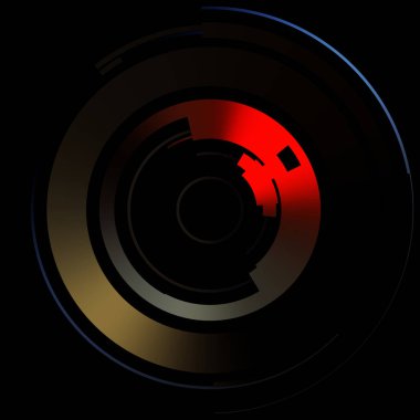 Gelecekçi hud arayüzü elementi. Soyut geometrik arkaplan. Dijital teknolojinin grafiksel çizimi siyah arkaplanda izole edildi..