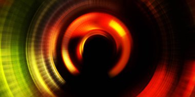 Parlayan neon ışıkları. Parlak sunum tasarım şablonu. Fotoğraf makinesi konsepti. Soyut arkaplan. Dönen ışık ışınları. Hareketli kavramsal duvar kağıdı. Grafik dijital illüstrasyon. 